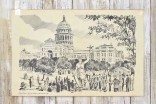 1968 Vintage The Capitol Of Texas On Completion 1888 Austin Texas Art Table Mat