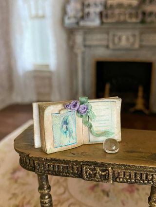 Vintage Miniature Dollhouse Artisan Made Old Book Diorama Butterfly Paperweight