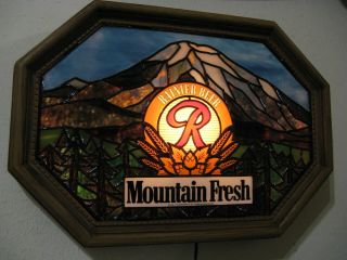Vtg 1981 Rare Mt.  Rainier Beer Faux Stained Glass Motion Light Beer Pub Bar Sign