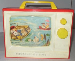 Vintage Rare 1966 Fisher Price Toys 114 Two Tune Giant Screen Music Box Tv