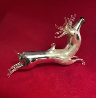 Vtg Antique Mercury Glass Reindeer Christmas Ornament German 1940 
