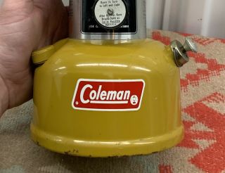 Rare Coleman Gold Bond 228H Yellow Dual Mantle Lantern February 1974 2