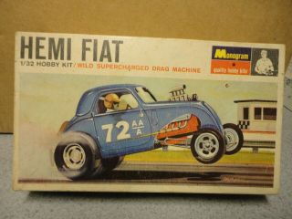Vintage 1960s Monogram Hemi Fiat Hot Rod Drag Car