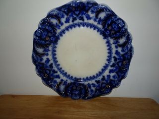 Antique Flo Blue Moriage Florida Royal Semi Porcelain Johnson Bros.  10.  5 " Plate