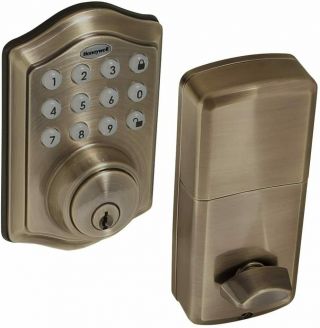 Honeywell Electronic Entry Deadbolt With Keypad,  Antique Brass