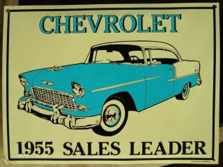 Chevrolet 1955 Sales Leader Old Embossed Metal Sign Rare