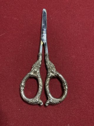 Antique Sterling Silver Handled Grape Scissors/ Shears 6 1/4 " Long