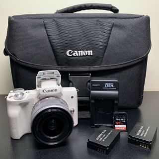 Canon Eos M50 24.  1 Mp Mirrorless Camera - Rare White Body - Kit Case