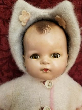 Vintage 1950s Usa Baby Doll 14 " Composition & Cloth Pat No 225207 Swivel Neck