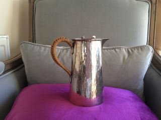 Antique/vintage Silver Plated German Jug With Removable Lid & Wicker Handle