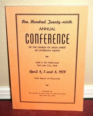 General Conference Report Lds Mormon Church April 1959 Vintage Rare Pb