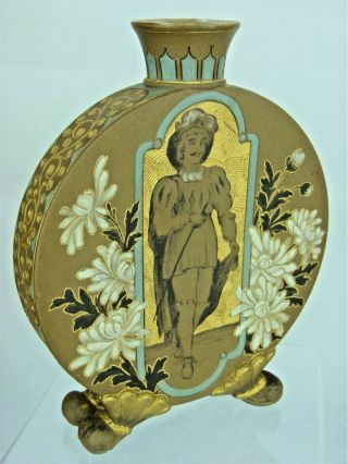 An Extremely Rare Doulton Lambeth Cavalier Decorated Moonflask - Eliza Simmance.