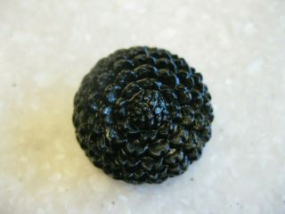 Older Vintage Or Antique Molded Black Glass Flower Pin Brooch / Mourning