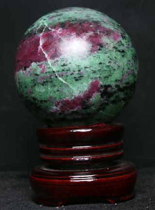 462g2.  44 " Rare Natural Pretty Epidote & Ruby Quartz Crystal Sphere Ball Healing