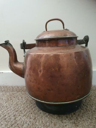 Large Vintage Copper Kettle Holds 18 Pints And Is Water Tight