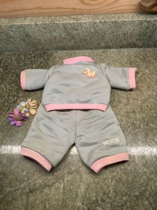 Vintage Cabbage Patch Kids Cpk Outfit Sweat Suit Grey Pink Trim Duck