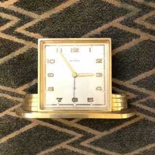 Rare Benrus Art Deco Gold/brass 8 Day Wind Up Alarm Desk Clock