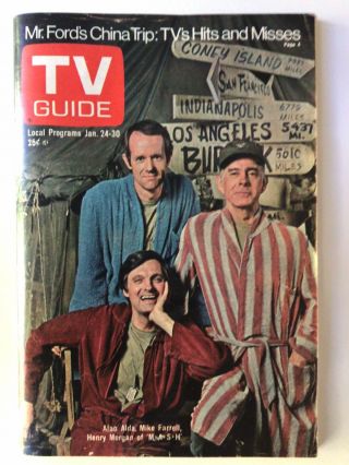 Tv Guide Jan 24 - 30,  1976 - Mash Cast - Alan Alda,  Mike Farrell,  Henry Morgan