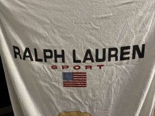 Rare Vintage RALPH LAUREN Polo Sport Football Bear Towel 80’s 90s Stadium Retro 3