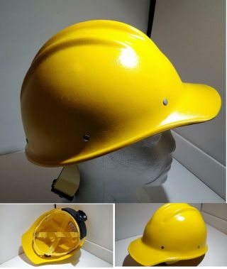 Rare Bullard 502 Fiberglass Yellow Hard Hat W/suspension Liner Item