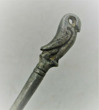 Detector Finds Ancient Roman Silver Military Garment Pin With Eagle On Top Rare