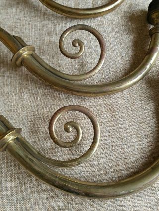 3 X Vintage Old Brass Scroll Long Arm Wall Lights Brackets 2