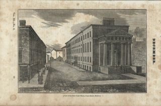 1837 Antique Woodcut Print - " View Of Courthouse,  Court Street,  Boston "