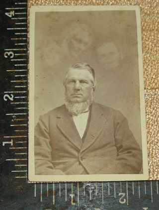 Rare Id Cdv Man With Ghosts Spirits Of Family Looking Down On Him Crisp
