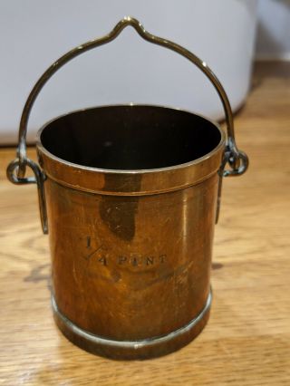 Victorian Antique Brass Measuring Cup 1/4 Pint As Miniature Bucket