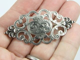 Large Antique Victorian C1890 Ornate Sterling Silver Brooch Pin