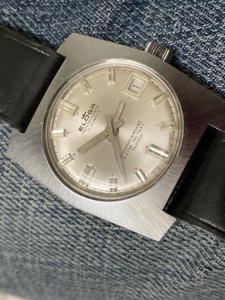 Old Wristwatch Eloga Interchange 17 Jewels Ss Back Swiss 150 Feet 5 Atm
