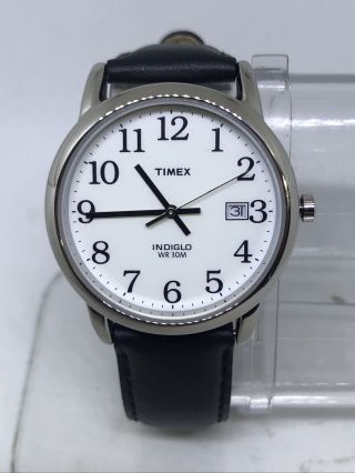Timex Men’s T2h281 Silver Tone Black Leather Analog Watch 4