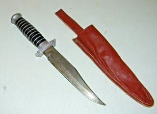 Vintage Rare 10 3/4 " Sword & Shield Solingen Germany Fixed Blade Hunting Knife