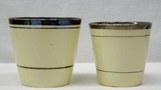 Graduated Antique Georgian Creamware Beakers,  Silver Lustre Rims C1810