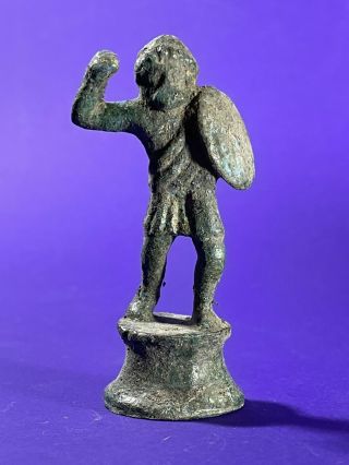 Rare Detailed Ancient Roman Bronze Period Statue Of Gladiator Circa 300 - 400 Ad