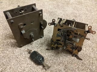 2 Antique Clock Mechanisms For Restoration,  Parts,  Spares