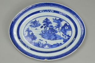 18th Fine Qianlong Chinese Export Nanking Blue White Porcelain Large 13 " Dish 乾隆