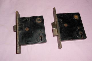 2 Vintage Mortise Locks Yale Made In Usa Brass Face Entry Door Antique Salvage