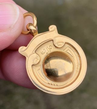 A Small Good Quality Antique 18ct Gold On Solid Silver Pocket Watch Fob,  1934.