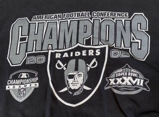Rare Vintage Oakland Raiders T Shirt Adult Xl 2002 Afc Conference Champions