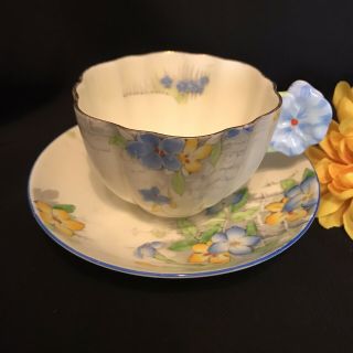 Rare Star Paragon Flower Handle Tea Cup & Saucer