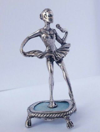 Vintage Solid Silver Italian Miniature Ballerina Hallmarked.  Swivels Around.