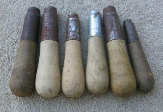 6 Vintage Antique Lutz File & Tool Co Wood Carpentry Handles Stock Part A