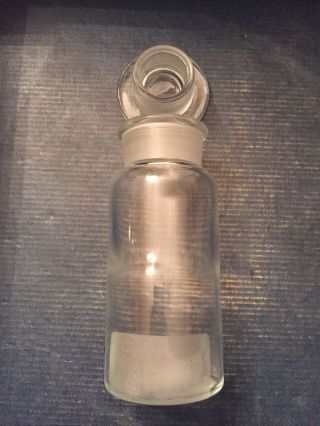 Vintage Clear Glass Apothecary Medicine Bottle W/ Glass Stopper Tcw Co.  Sur Usa