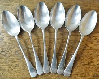 Antique Mappin & Webb Sheffield Set 6 Old English Silver Plated Serving Spoons