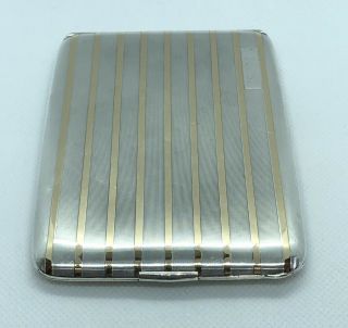 Rare Art Deco Tiffany And Co.  Sterling Silver And 14k Gold Cigarette Case