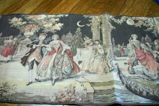 Large Antique Tapestry Wall Hanging Made In Belgium Evening Garden Party 58x19