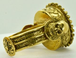 Rare Georgian 18k gold plated silver MEMENTO MORI SKULL poison ring c1790 ' s 6