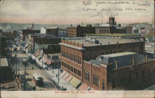 1908 El Paso,  Tx San Antonio St.  Texas Oradorff Drug Store Antique Postcard
