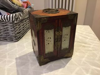 Antique Dynasty Chinese Jewellery Box Cabinet With Key Lock